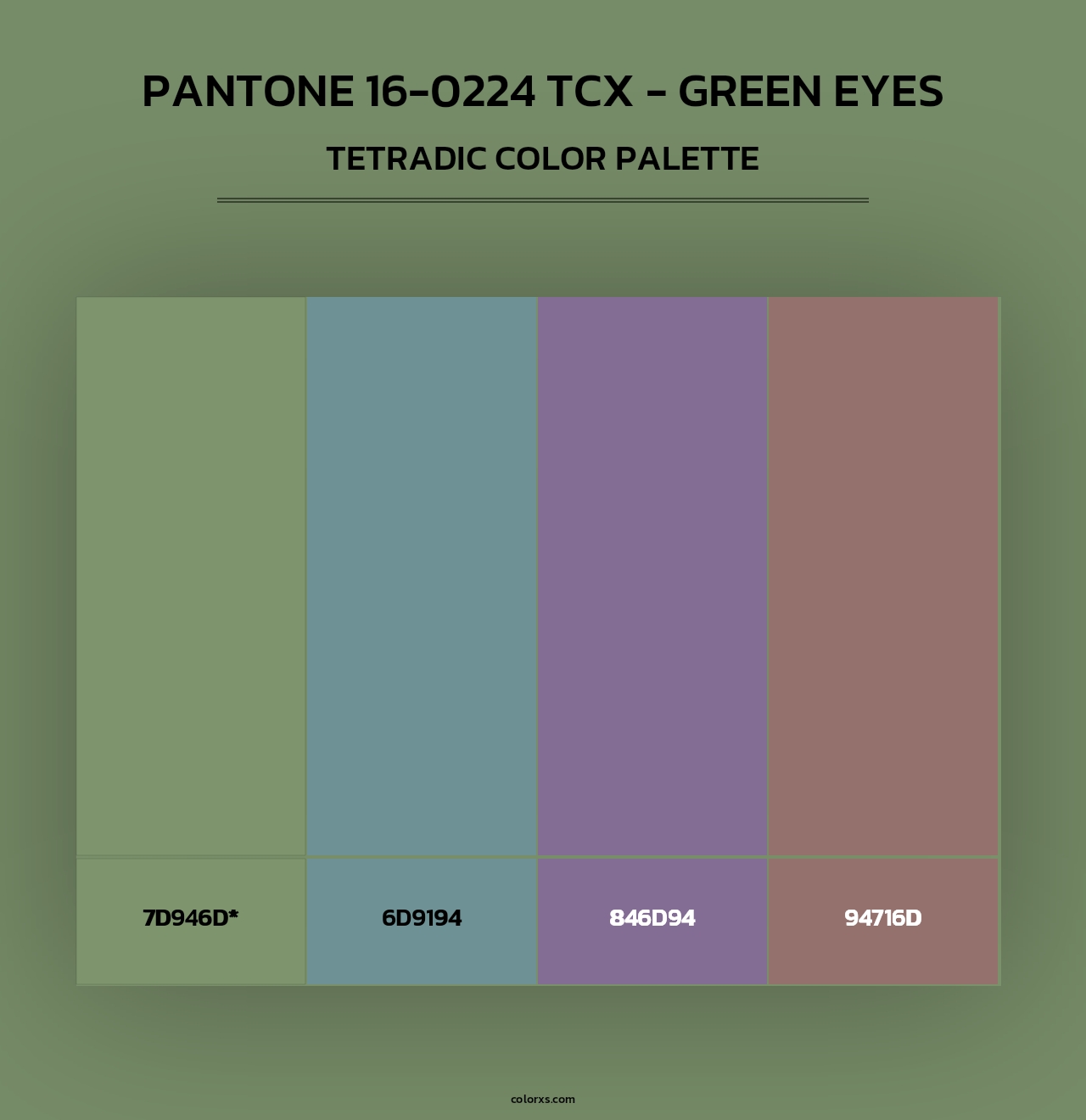 PANTONE 16-0224 TCX - Green Eyes - Tetradic Color Palette