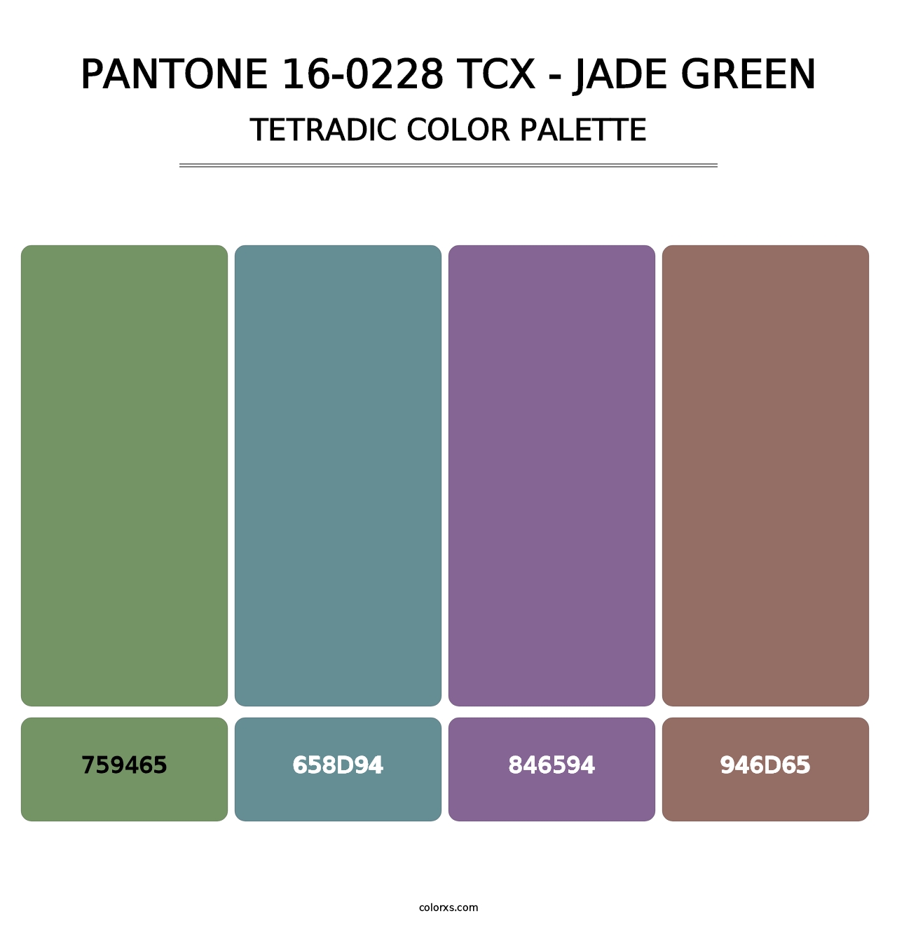 PANTONE 16-0228 TCX - Jade Green - Tetradic Color Palette