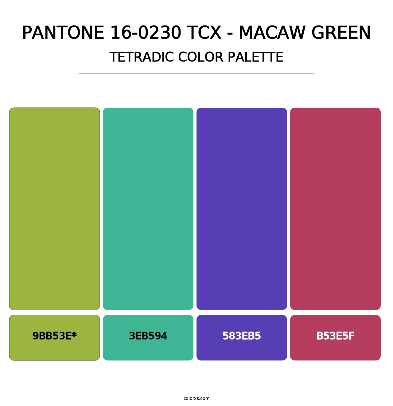 PANTONE 16-0230 TCX - Macaw Green - Tetradic Color Palette