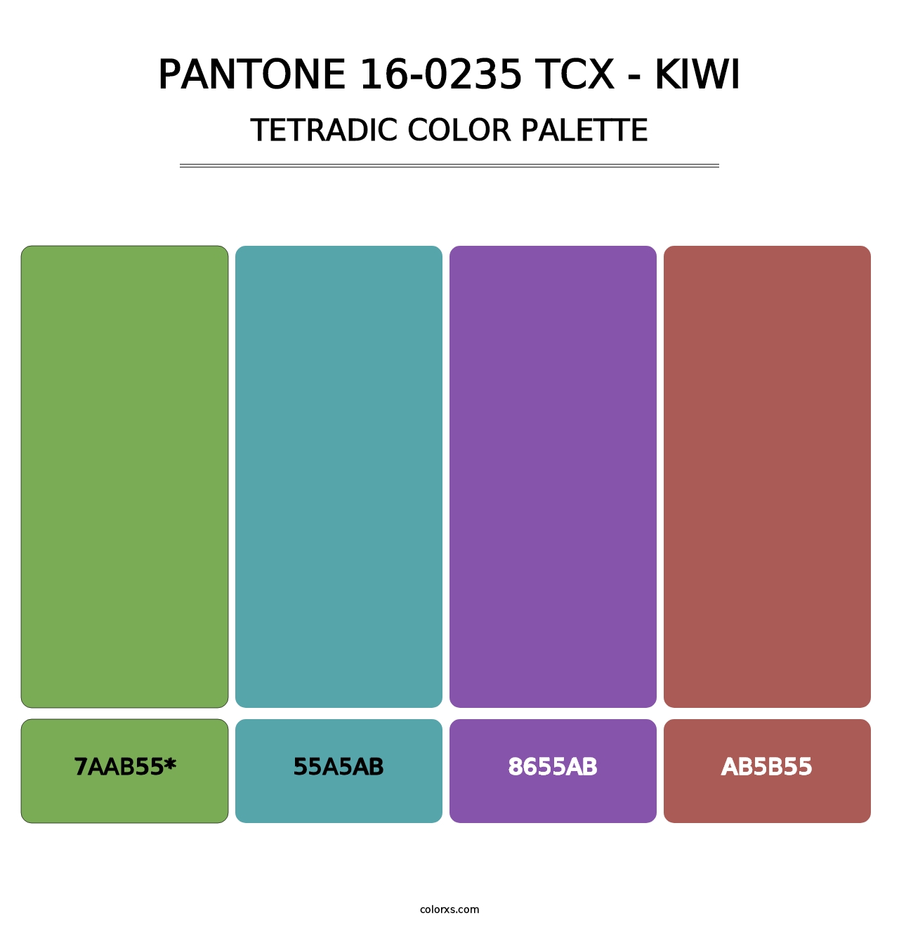 PANTONE 16-0235 TCX - Kiwi - Tetradic Color Palette