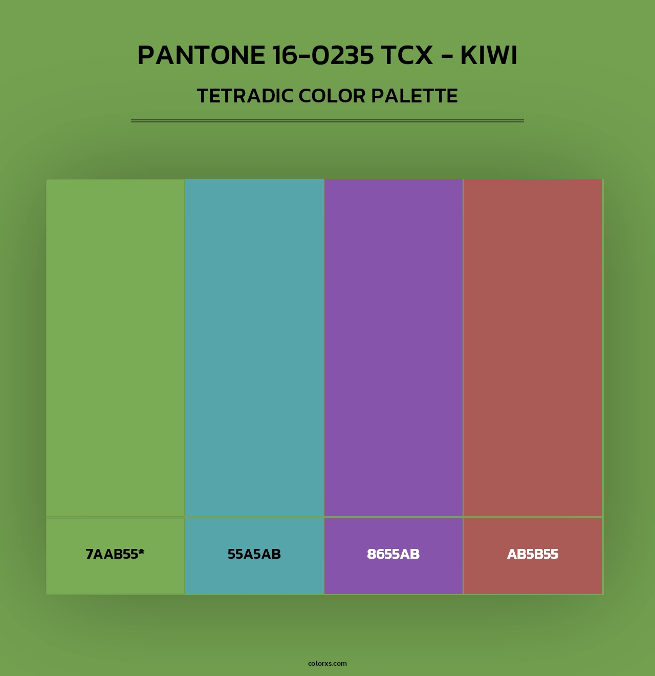 PANTONE 16-0235 TCX - Kiwi - Tetradic Color Palette