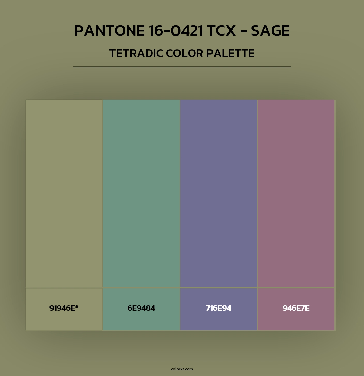 PANTONE 16-0421 TCX - Sage - Tetradic Color Palette