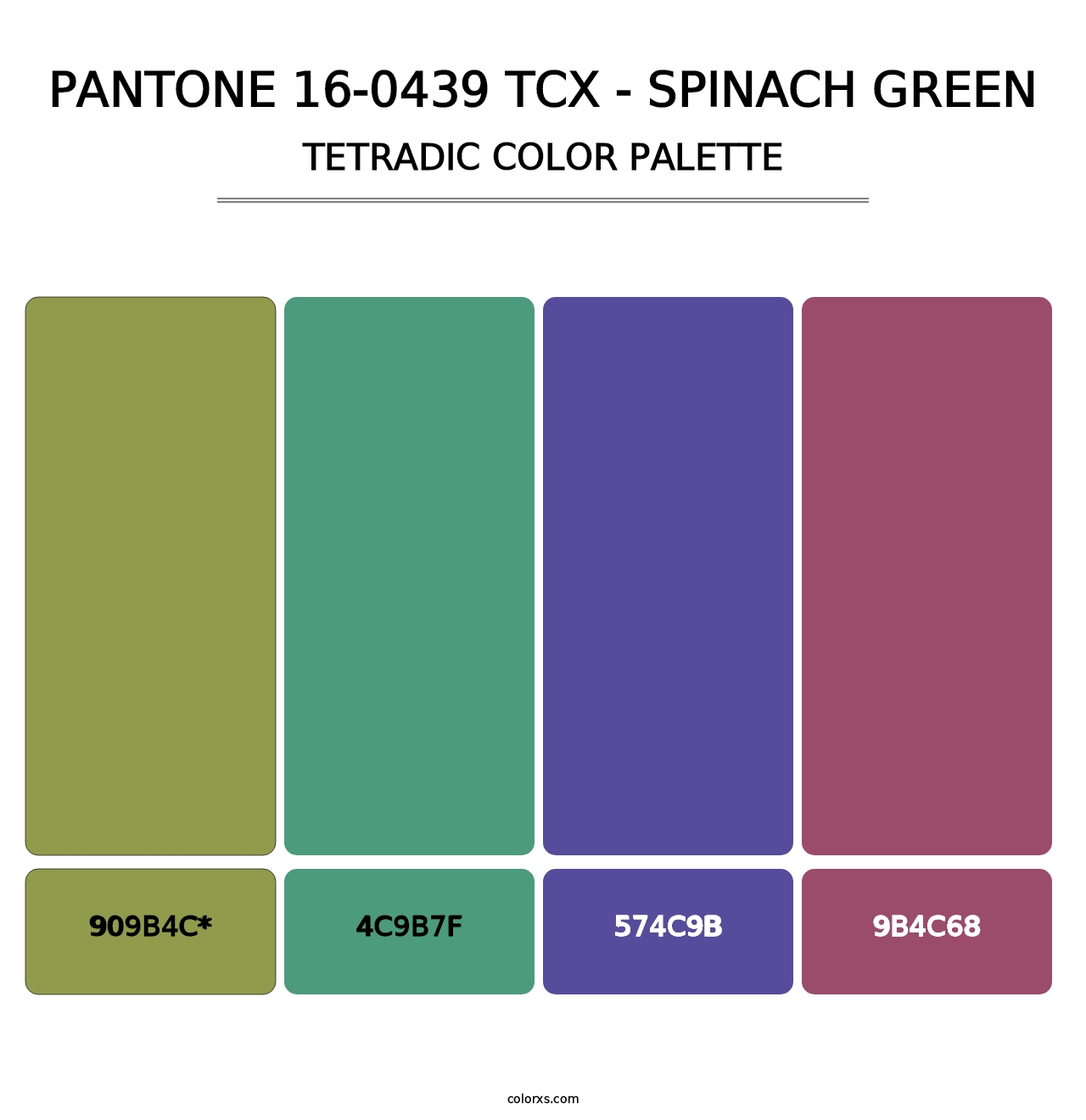 PANTONE 16-0439 TCX - Spinach Green - Tetradic Color Palette