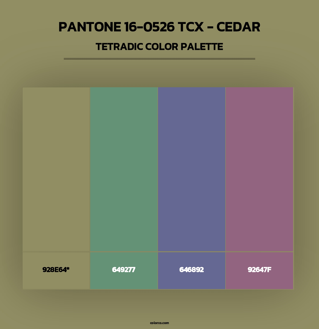 PANTONE 16-0526 TCX - Cedar - Tetradic Color Palette