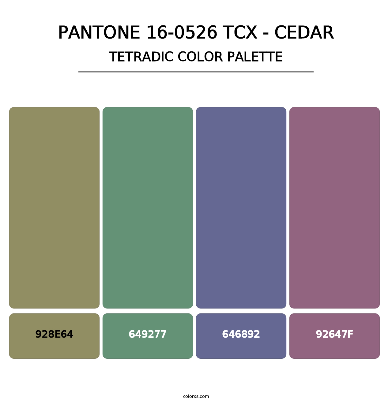 PANTONE 16-0526 TCX - Cedar - Tetradic Color Palette
