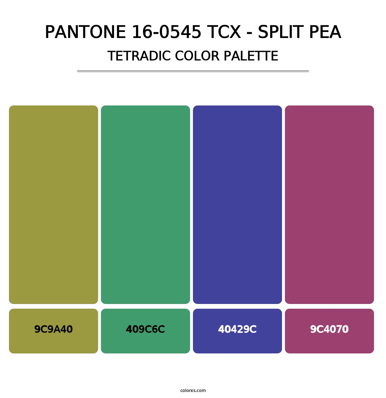 PANTONE 16-0545 TCX - Split Pea - Tetradic Color Palette