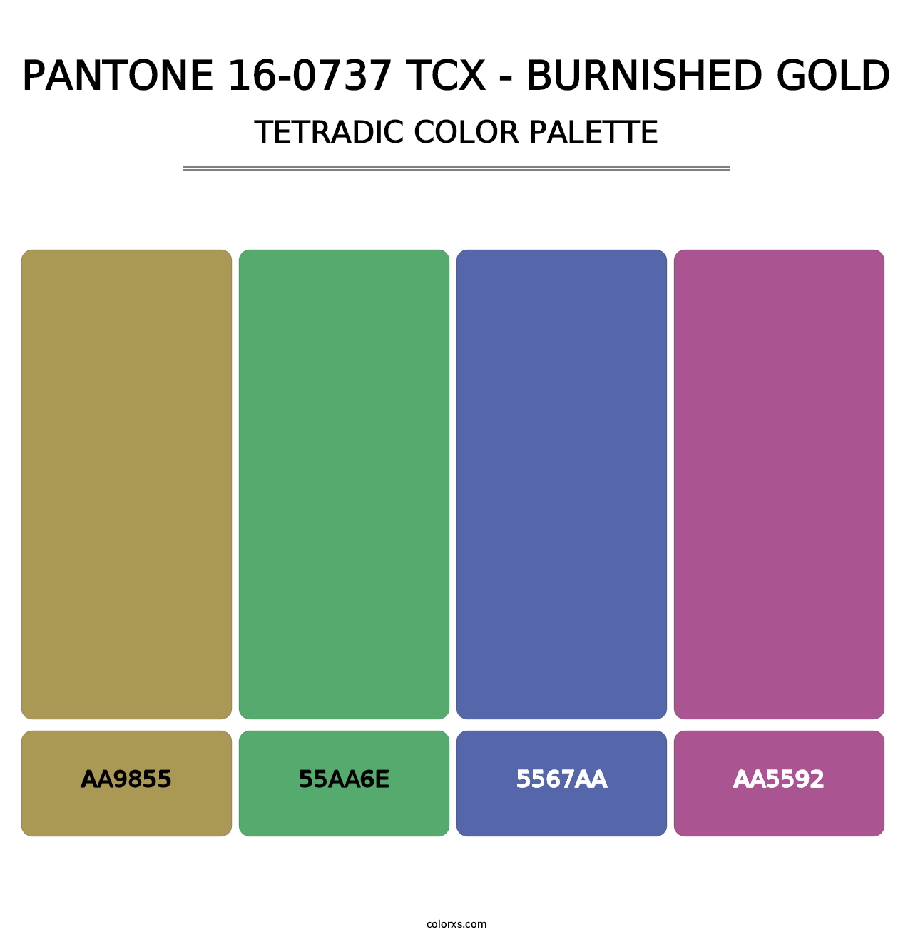 PANTONE 16-0737 TCX - Burnished Gold - Tetradic Color Palette