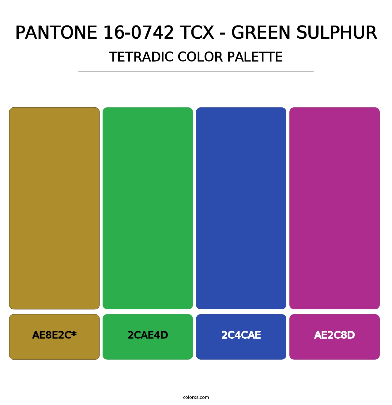 PANTONE 16-0742 TCX - Green Sulphur - Tetradic Color Palette