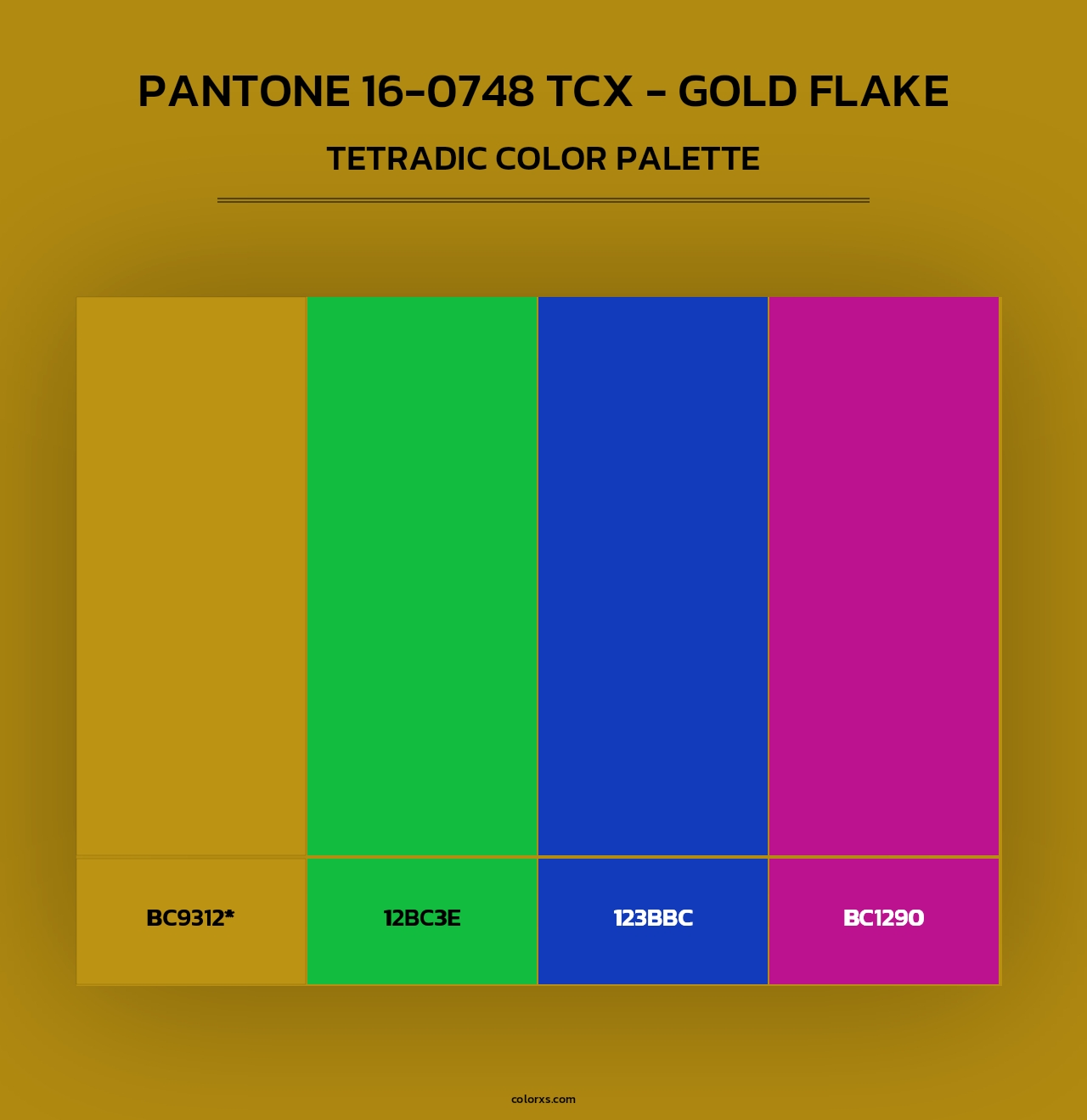 PANTONE 16-0748 TCX - Gold Flake - Tetradic Color Palette