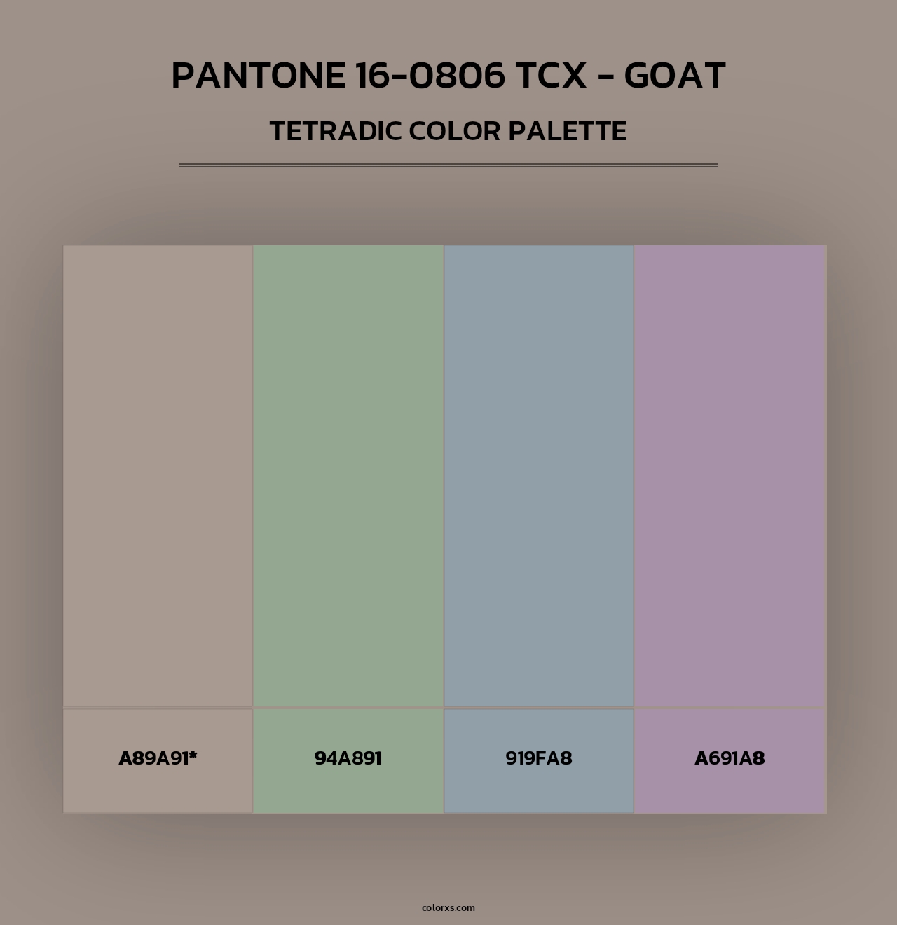 PANTONE 16-0806 TCX - Goat - Tetradic Color Palette