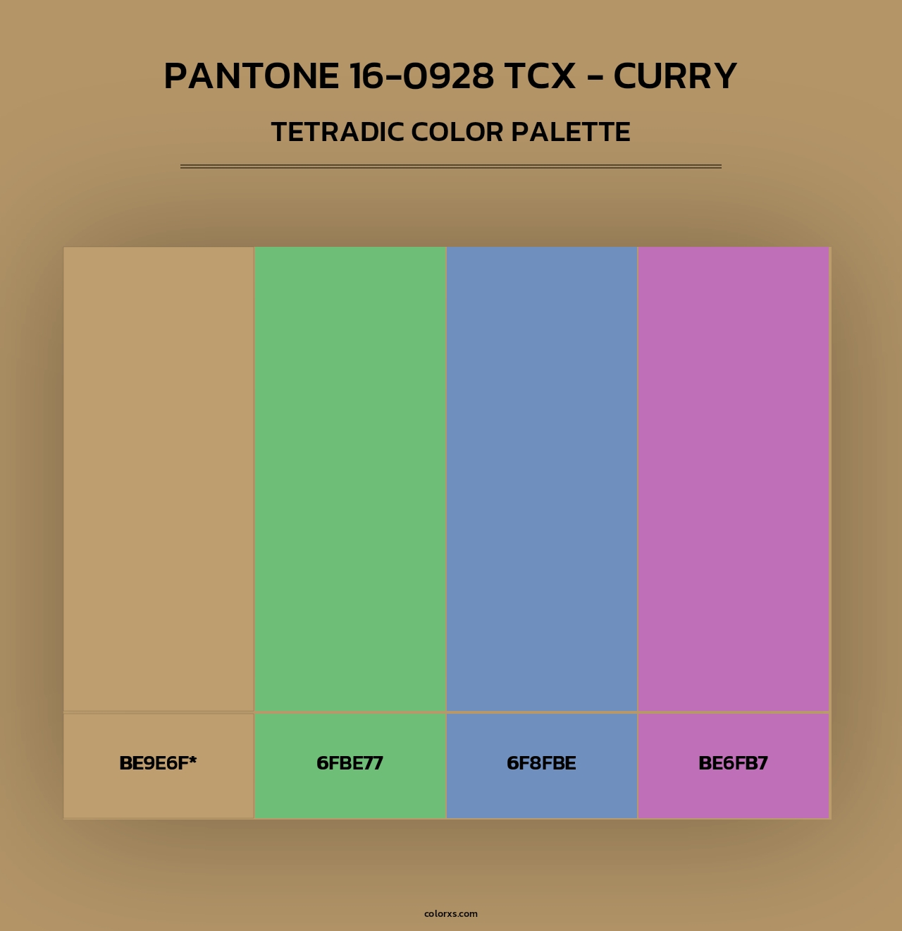 PANTONE 16-0928 TCX - Curry - Tetradic Color Palette