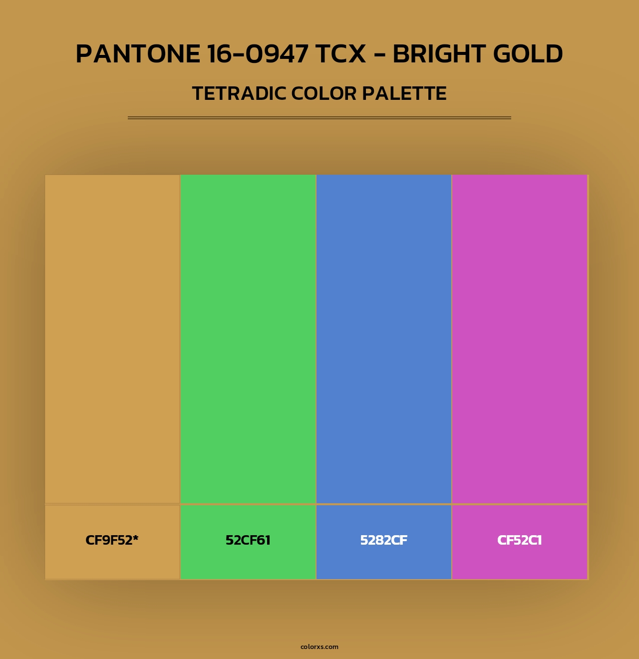 PANTONE 16-0947 TCX - Bright Gold - Tetradic Color Palette