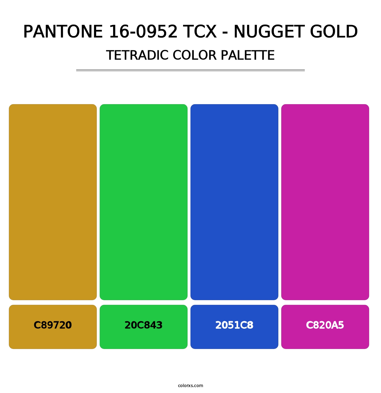 PANTONE 16-0952 TCX - Nugget Gold - Tetradic Color Palette