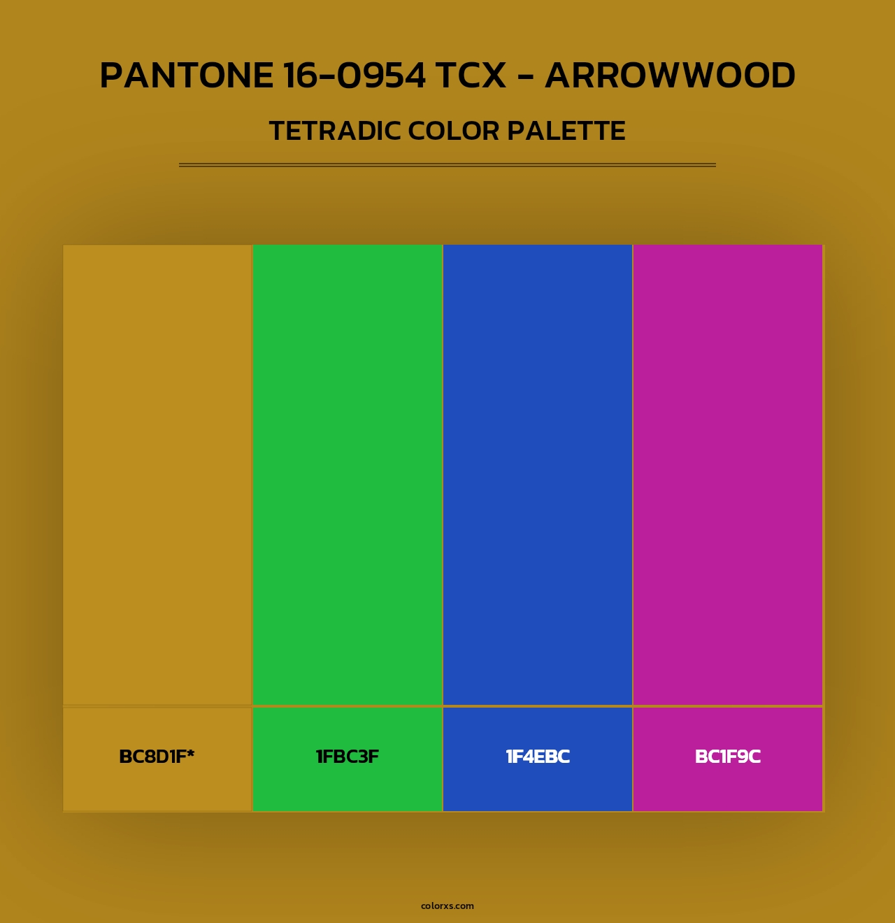 PANTONE 16-0954 TCX - Arrowwood - Tetradic Color Palette