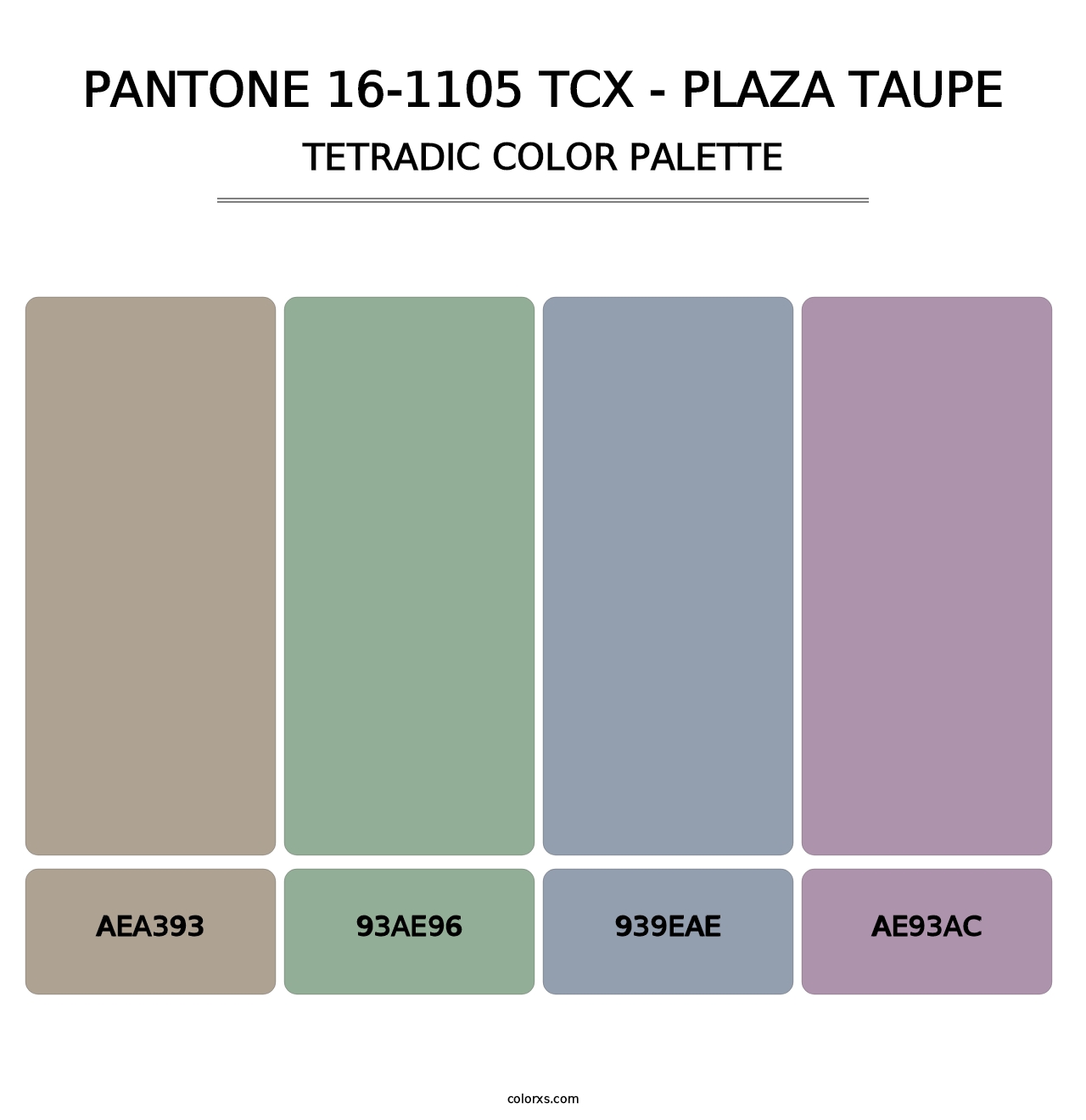 PANTONE 16-1105 TCX - Plaza Taupe - Tetradic Color Palette