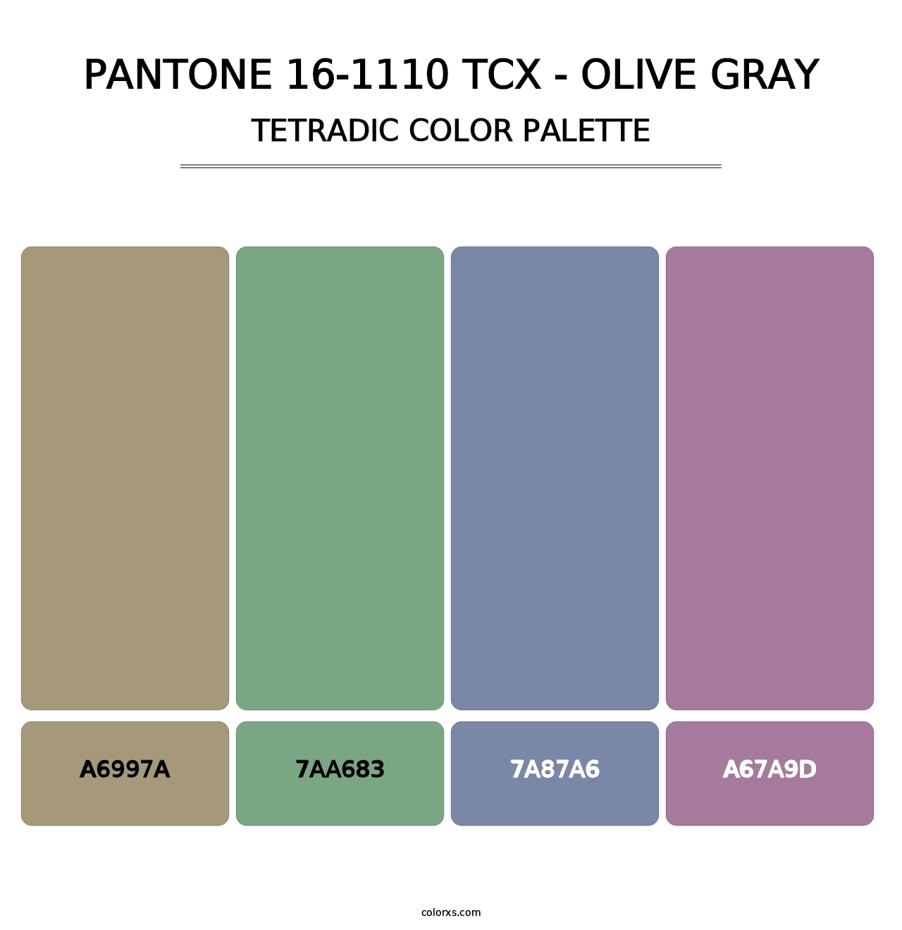 PANTONE 16-1110 TCX - Olive Gray - Tetradic Color Palette