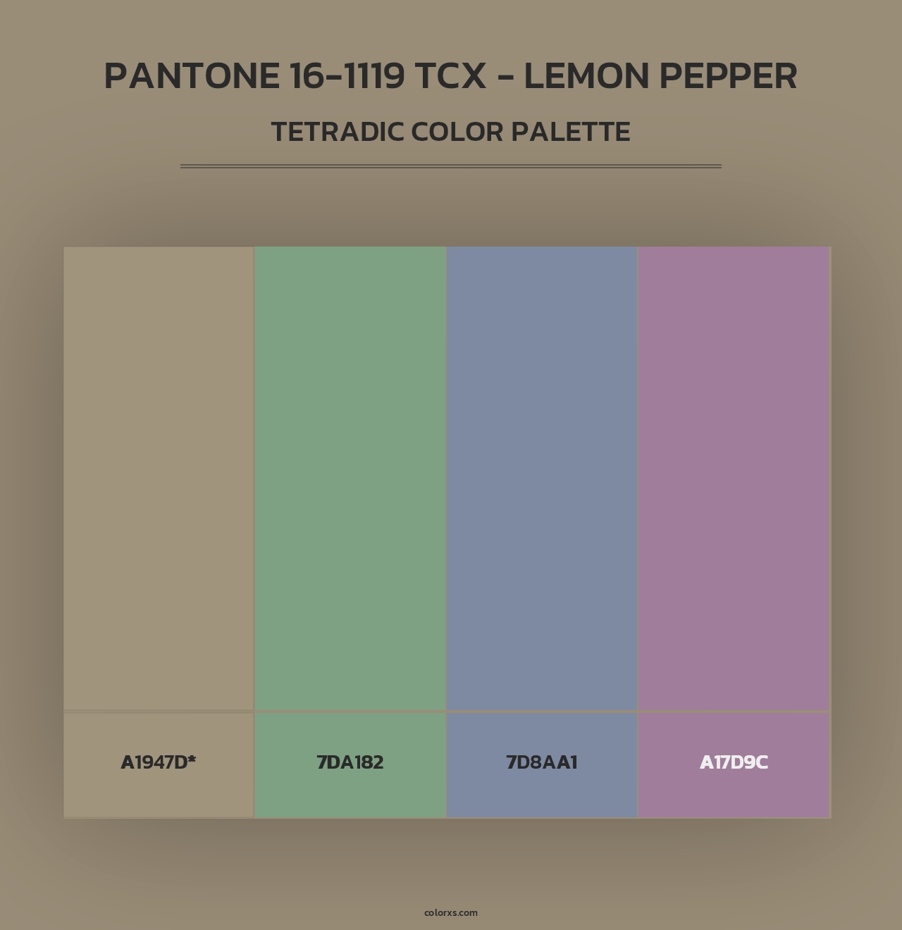 PANTONE 16-1119 TCX - Lemon Pepper - Tetradic Color Palette