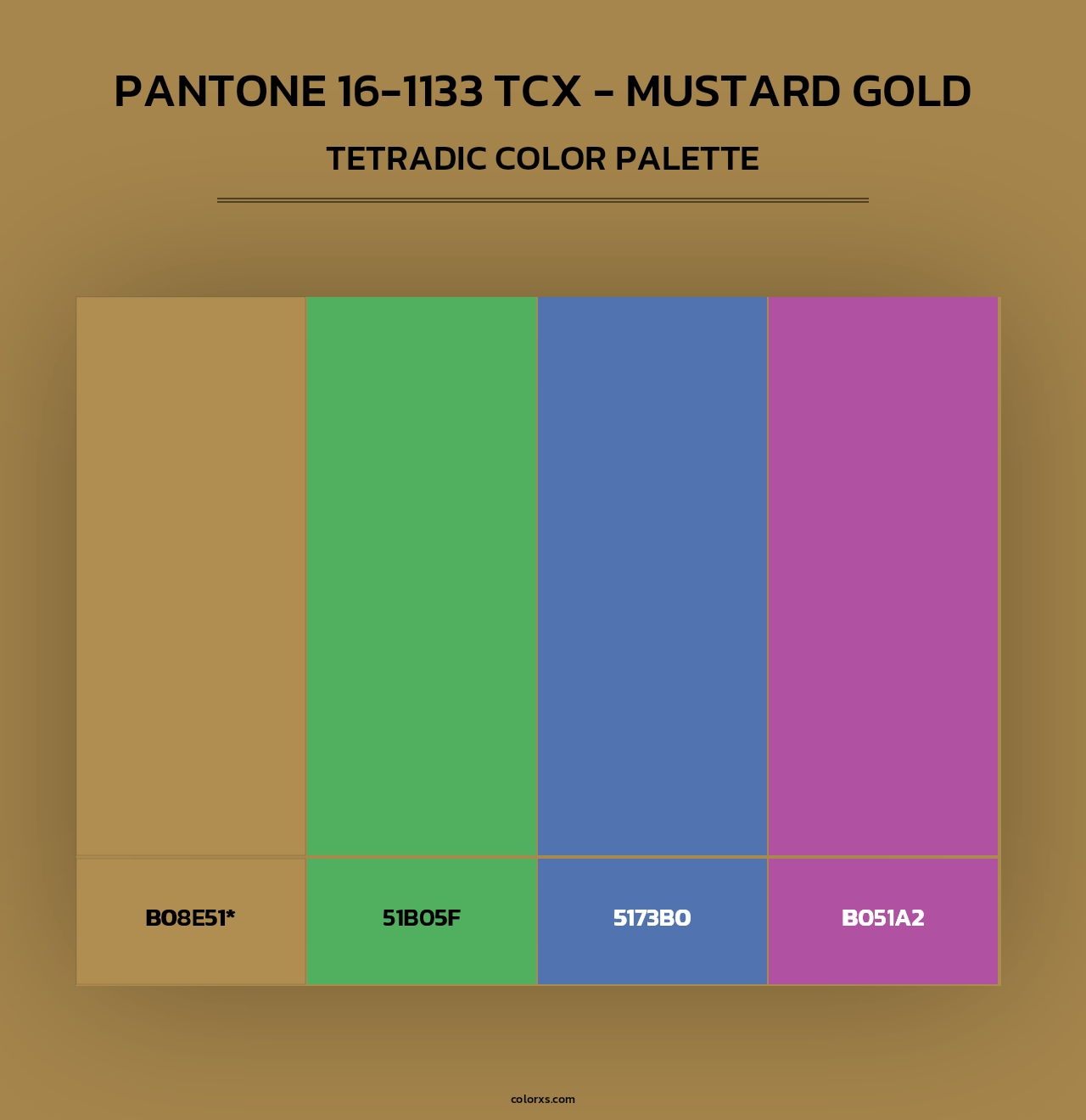 PANTONE 16-1133 TCX - Mustard Gold - Tetradic Color Palette