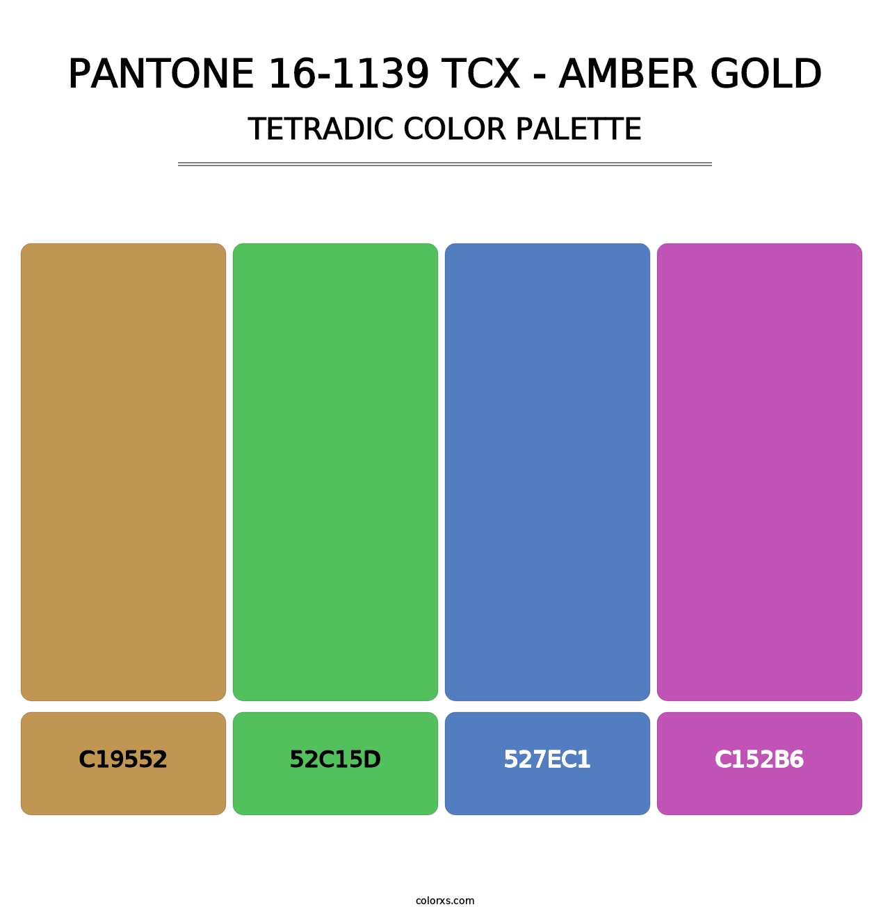 PANTONE 16-1139 TCX - Amber Gold - Tetradic Color Palette