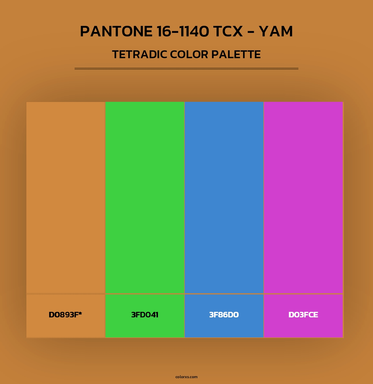 PANTONE 16-1140 TCX - Yam - Tetradic Color Palette