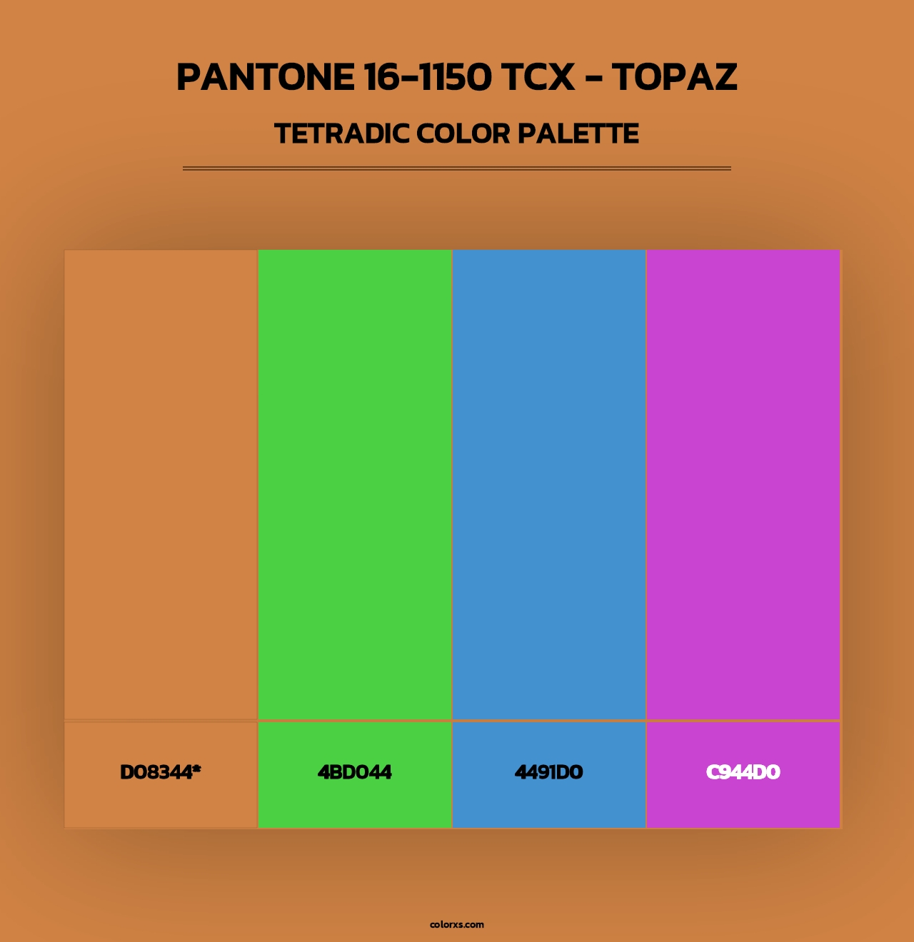 PANTONE 16-1150 TCX - Topaz - Tetradic Color Palette