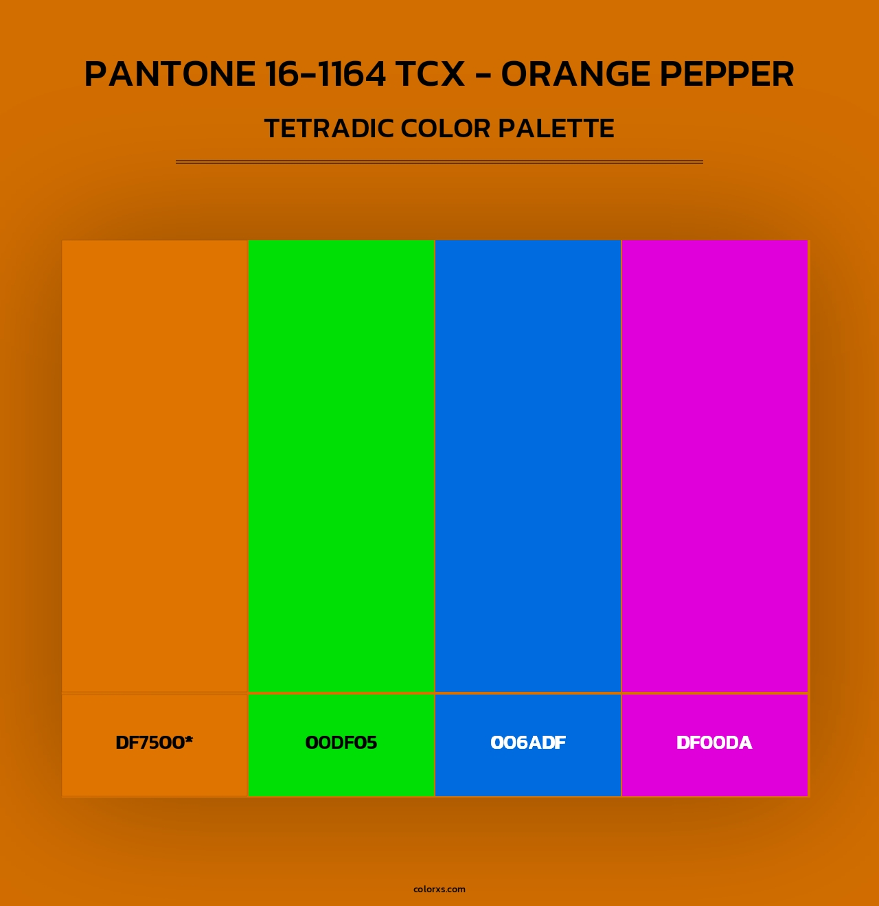 PANTONE 16-1164 TCX - Orange Pepper - Tetradic Color Palette