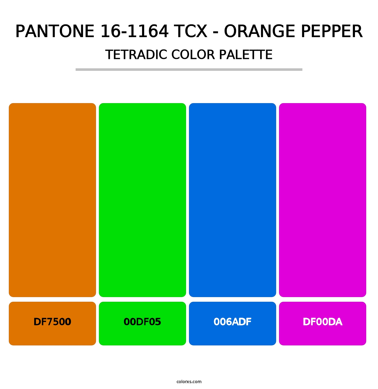 PANTONE 16-1164 TCX - Orange Pepper - Tetradic Color Palette
