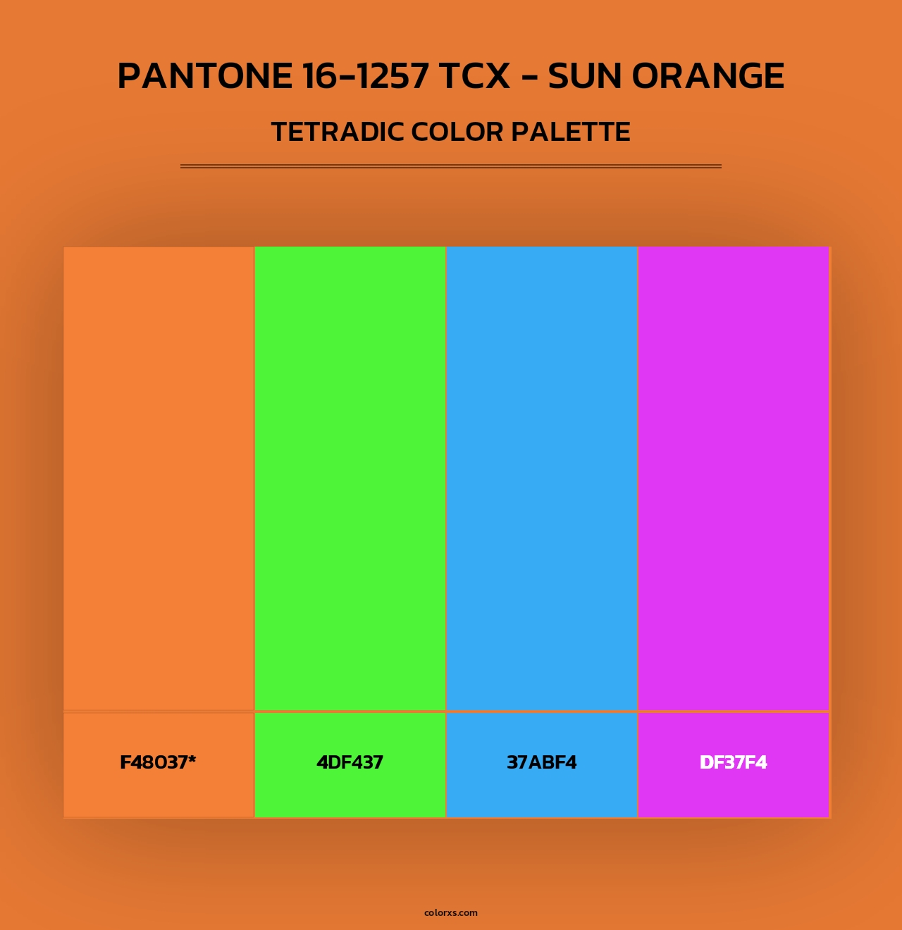PANTONE 16-1257 TCX - Sun Orange - Tetradic Color Palette
