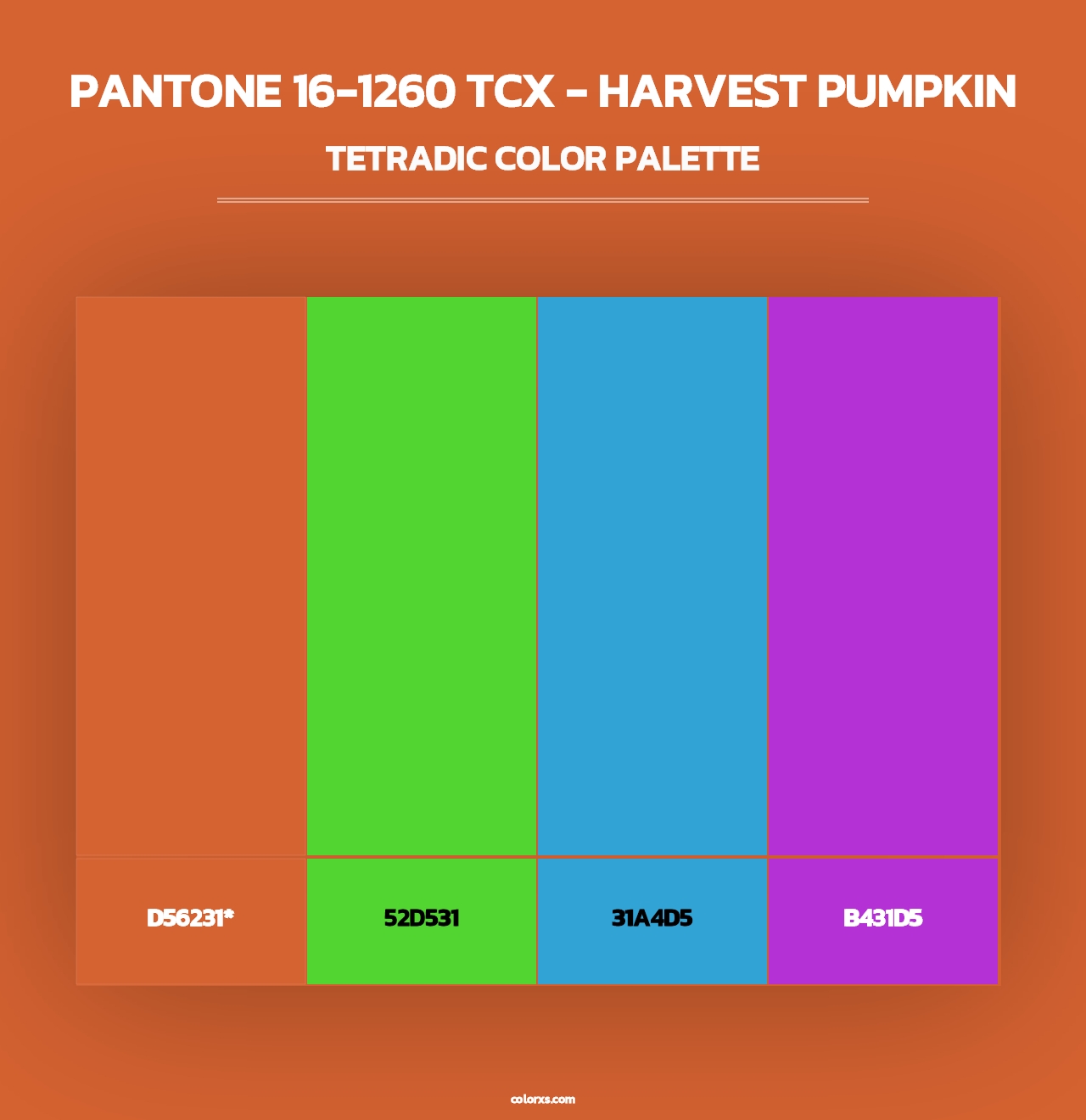 PANTONE 16-1260 TCX - Harvest Pumpkin - Tetradic Color Palette