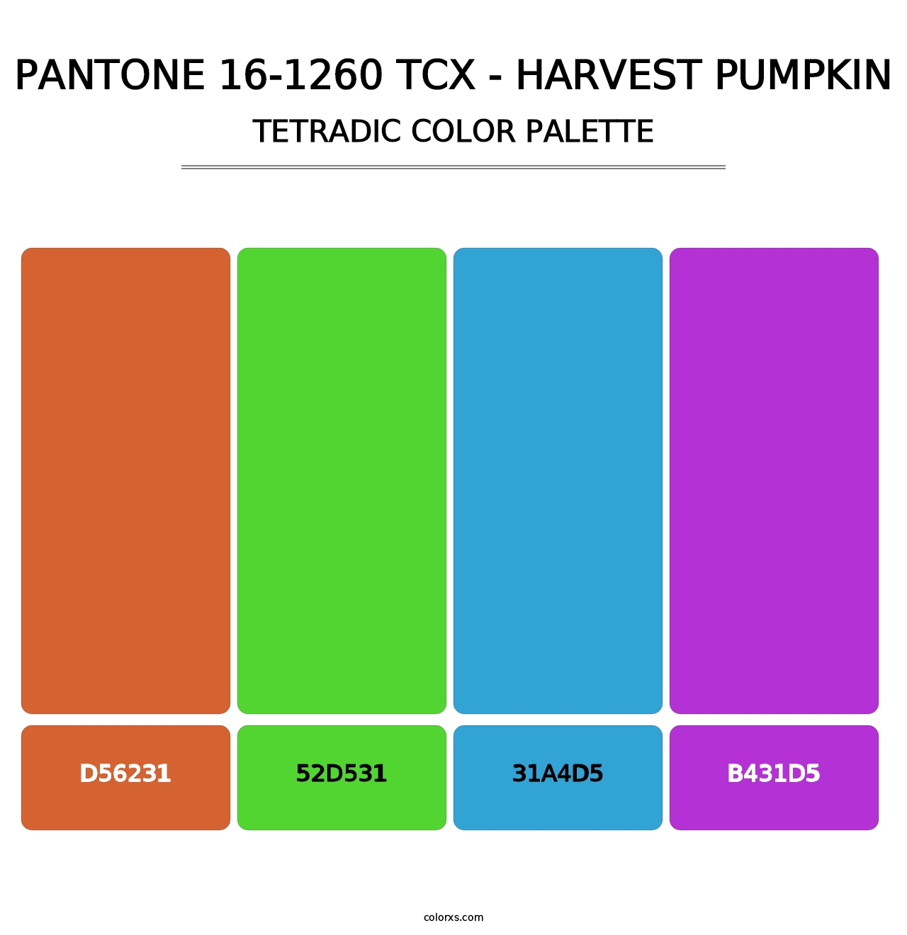 PANTONE 16-1260 TCX - Harvest Pumpkin - Tetradic Color Palette