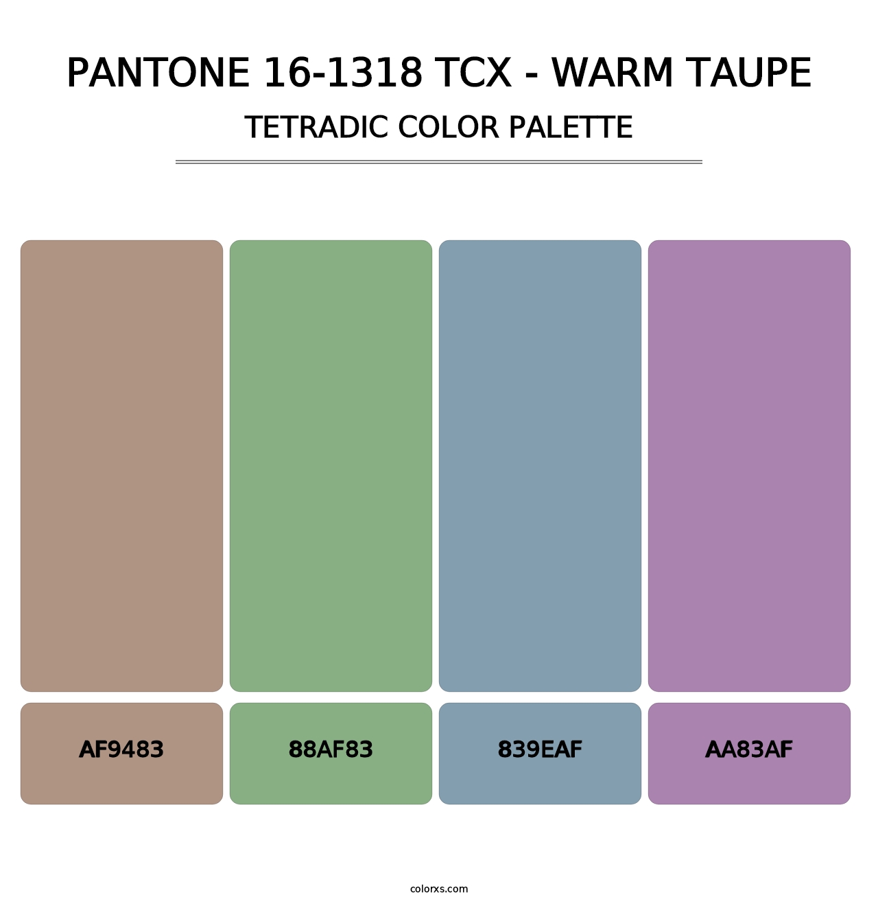 PANTONE 16-1318 TCX - Warm Taupe - Tetradic Color Palette