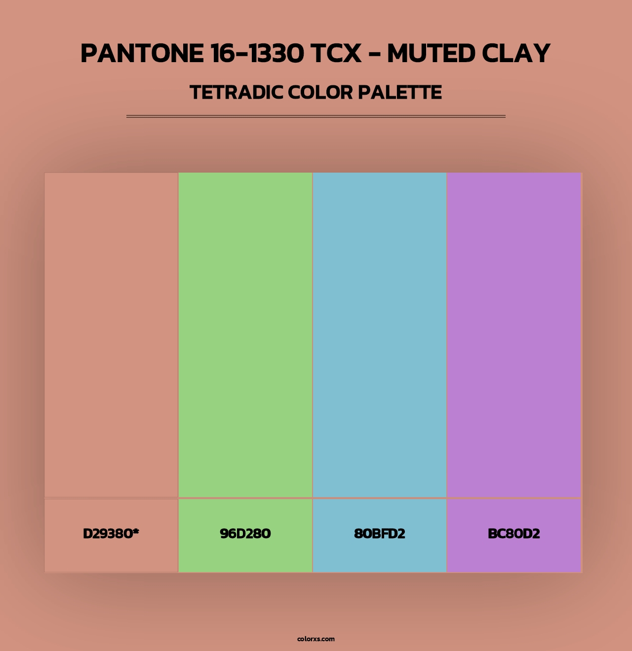 PANTONE 16-1330 TCX - Muted Clay - Tetradic Color Palette