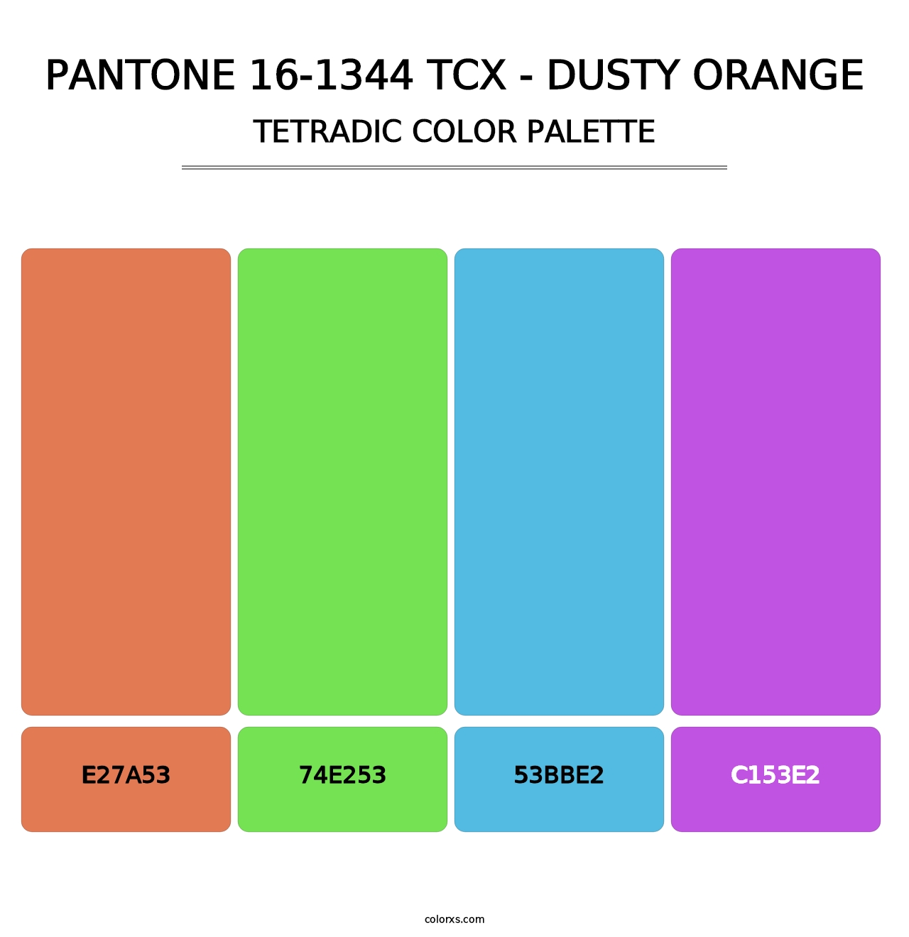 PANTONE 16-1344 TCX - Dusty Orange - Tetradic Color Palette