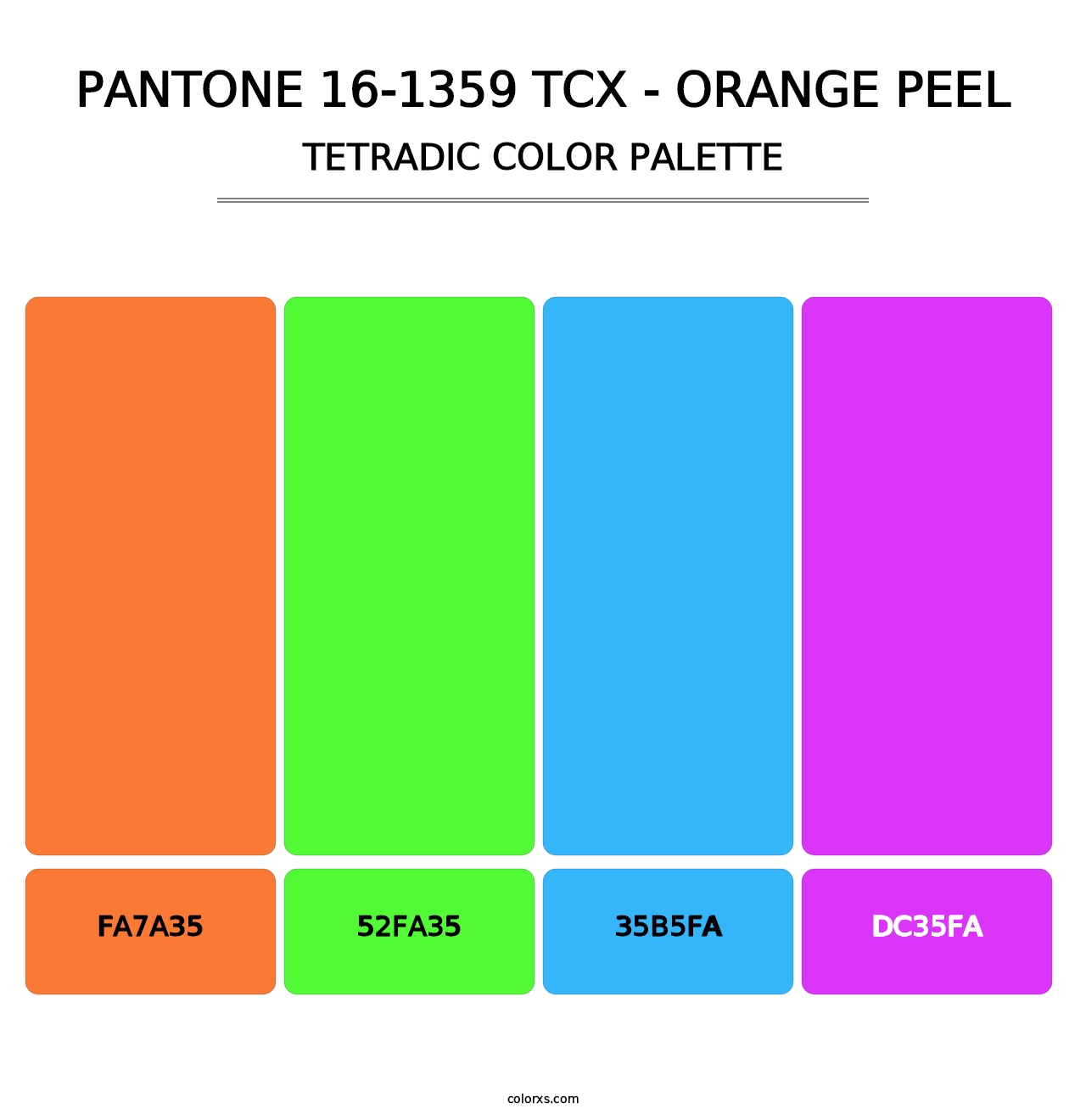 PANTONE 16-1359 TCX - Orange Peel - Tetradic Color Palette