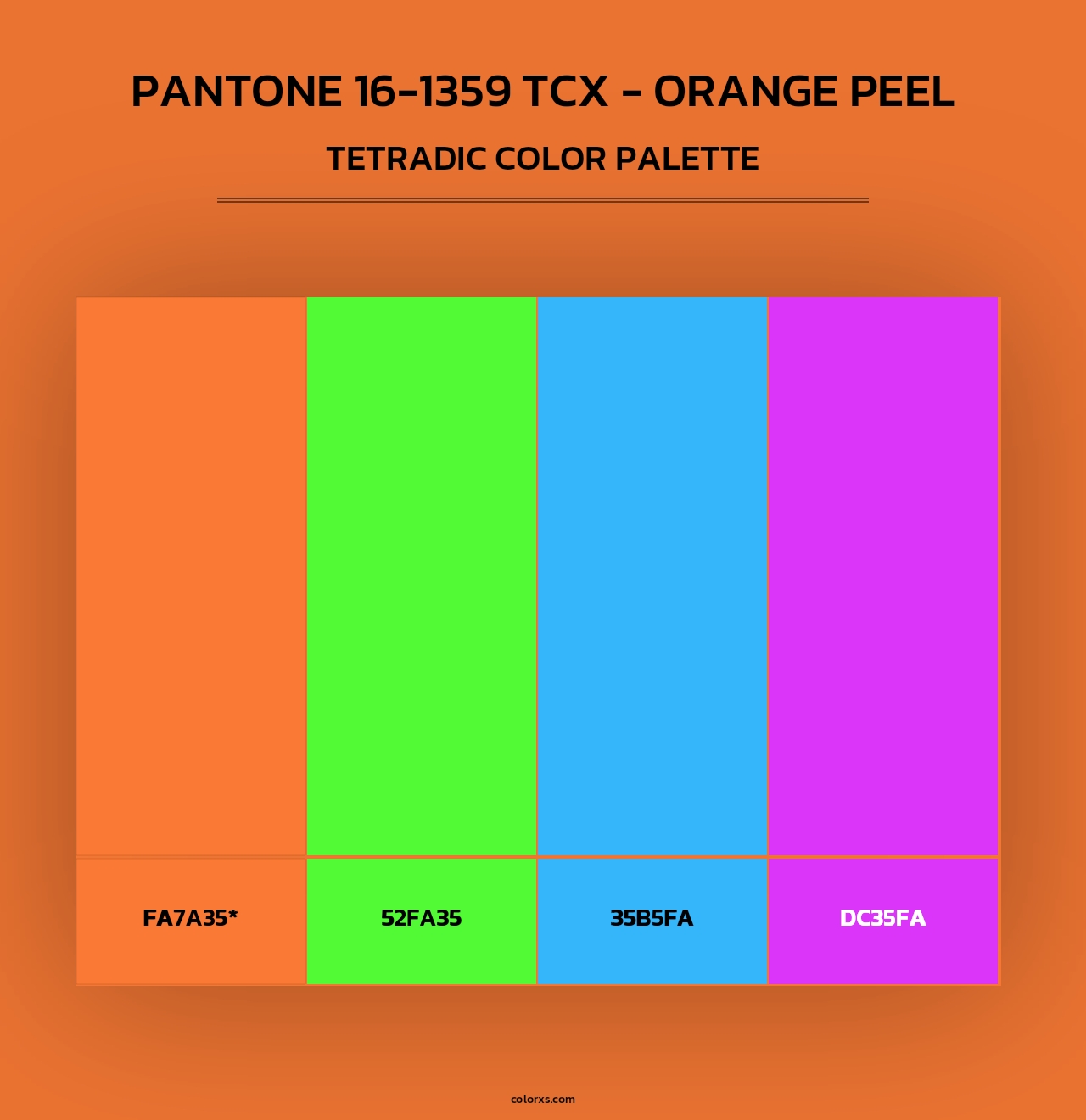 PANTONE 16-1359 TCX - Orange Peel - Tetradic Color Palette