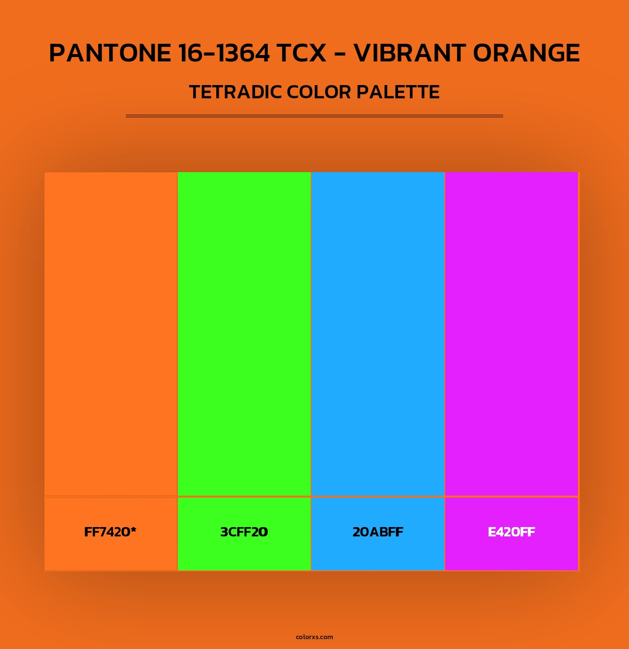 PANTONE 16-1364 TCX - Vibrant Orange - Tetradic Color Palette