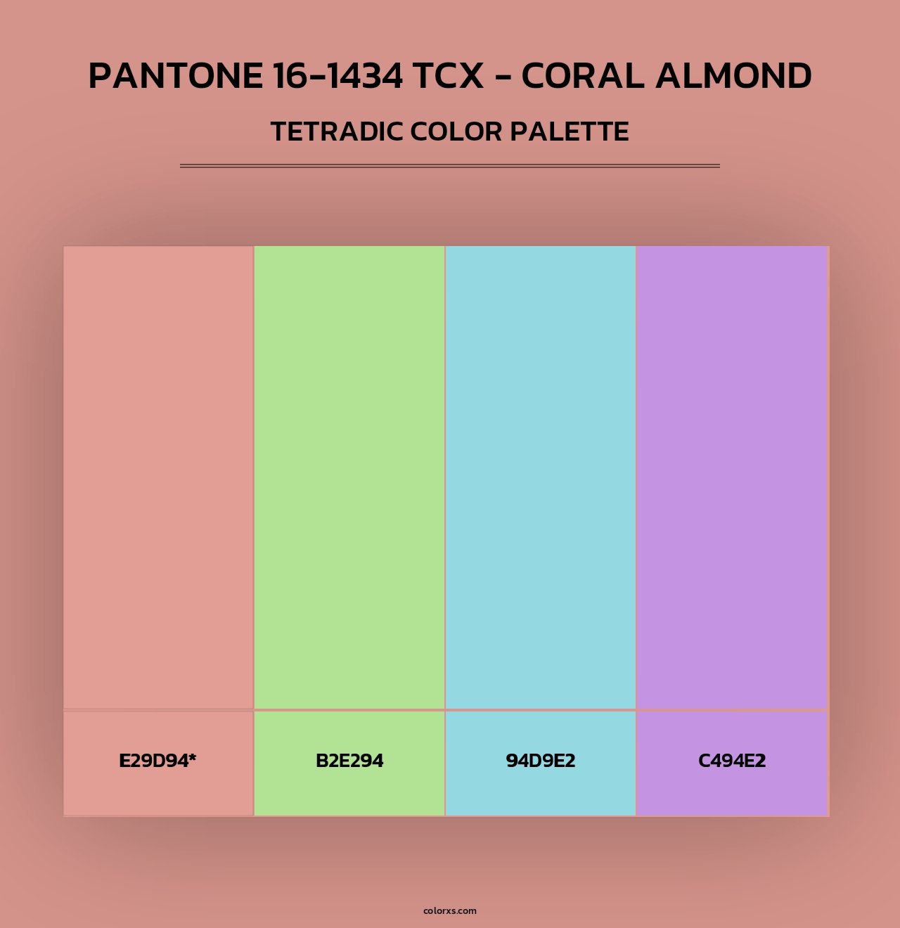 PANTONE 16-1434 TCX - Coral Almond - Tetradic Color Palette