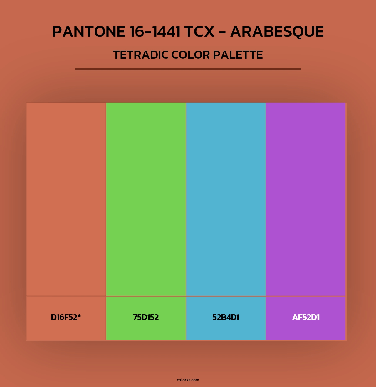 PANTONE 16-1441 TCX - Arabesque - Tetradic Color Palette