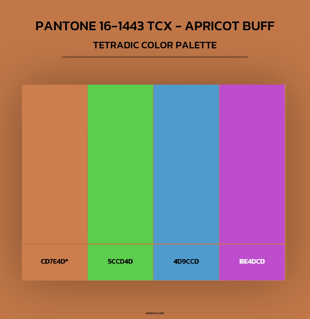 PANTONE 16-1443 TCX - Apricot Buff - Tetradic Color Palette