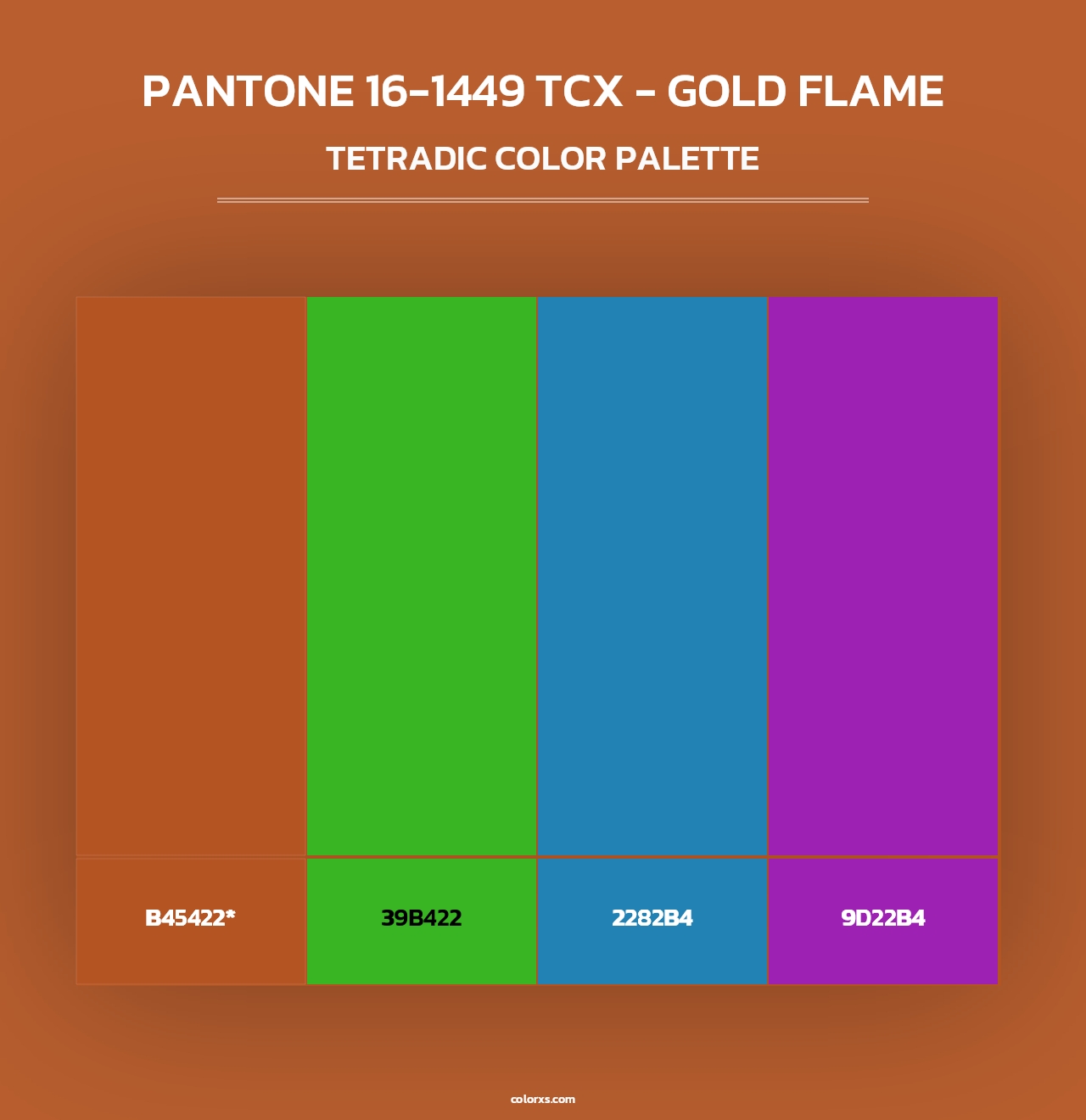 PANTONE 16-1449 TCX - Gold Flame - Tetradic Color Palette