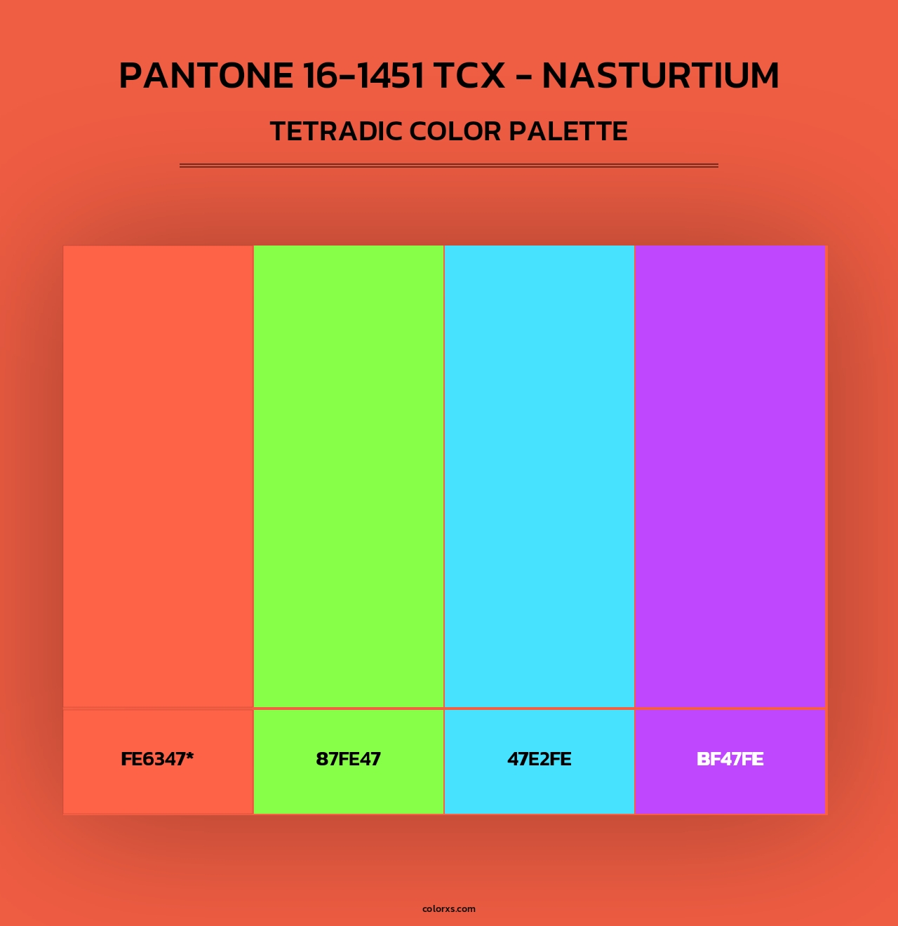 PANTONE 16-1451 TCX - Nasturtium - Tetradic Color Palette