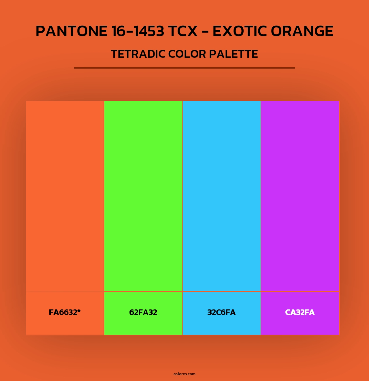 PANTONE 16-1453 TCX - Exotic Orange - Tetradic Color Palette