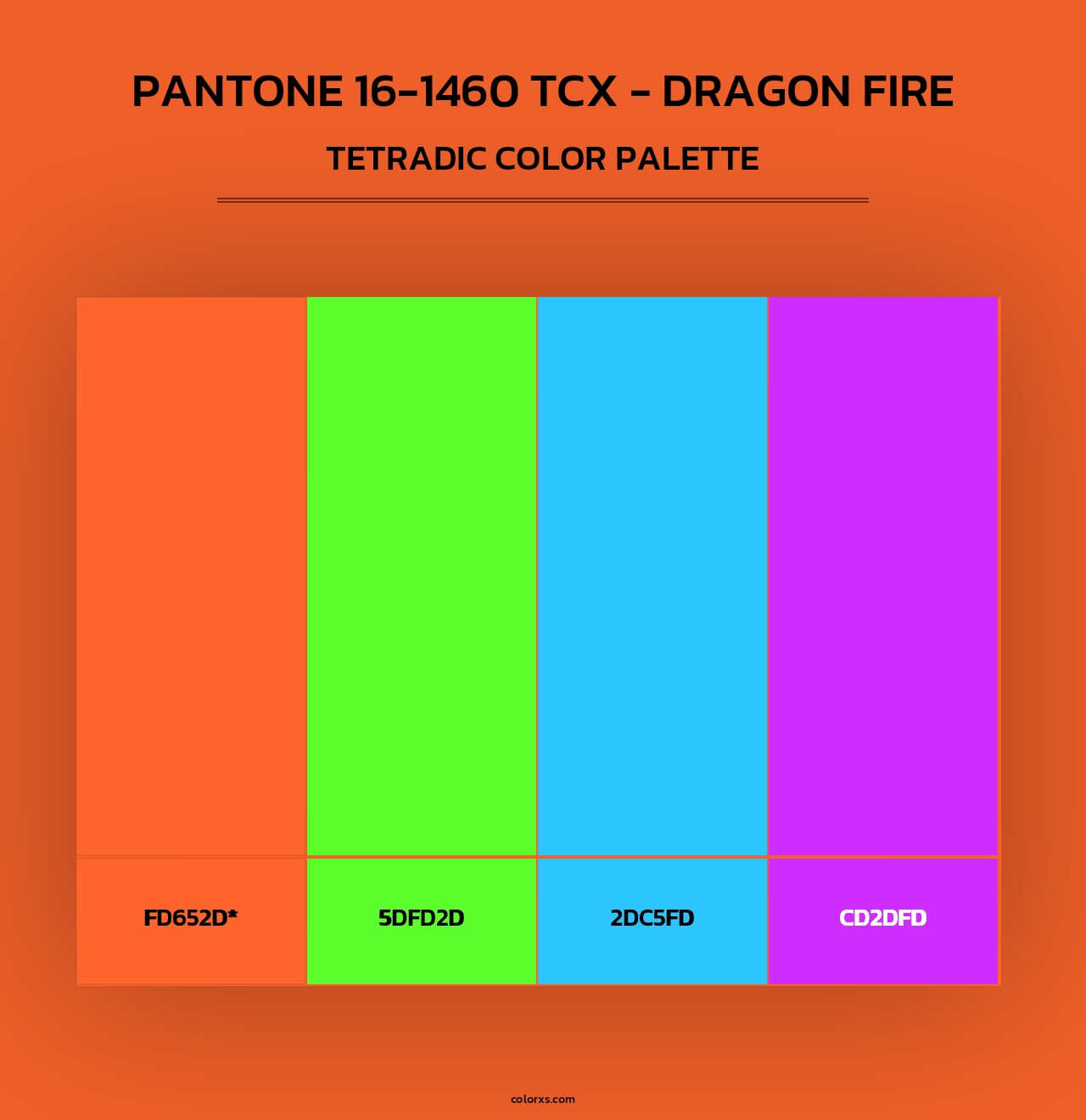 PANTONE 16-1460 TCX - Dragon Fire - Tetradic Color Palette
