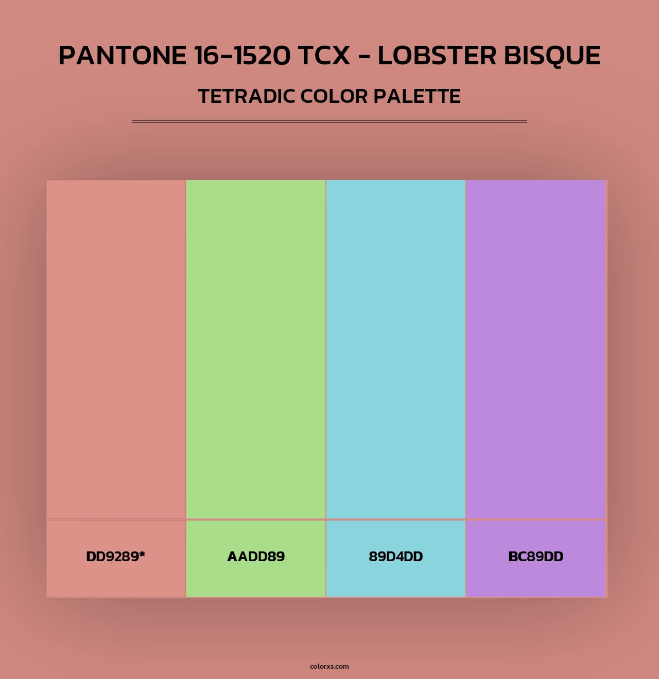PANTONE 16-1520 TCX - Lobster Bisque - Tetradic Color Palette