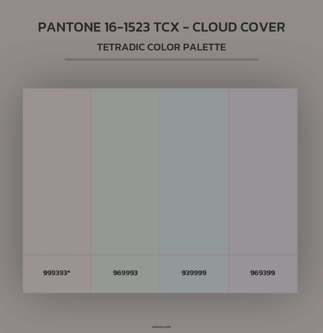 PANTONE 16-1523 TCX - Cloud Cover - Tetradic Color Palette