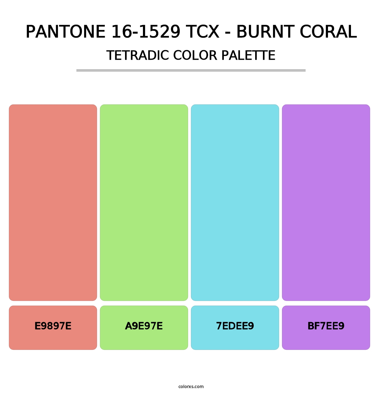 PANTONE 16-1529 TCX - Burnt Coral - Tetradic Color Palette