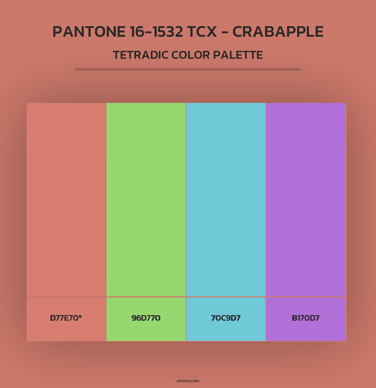 PANTONE 16-1532 TCX - Crabapple - Tetradic Color Palette