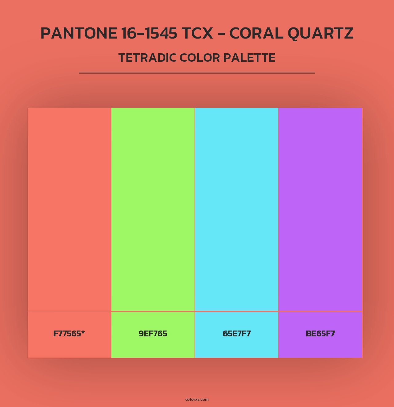 PANTONE 16-1545 TCX - Coral Quartz - Tetradic Color Palette