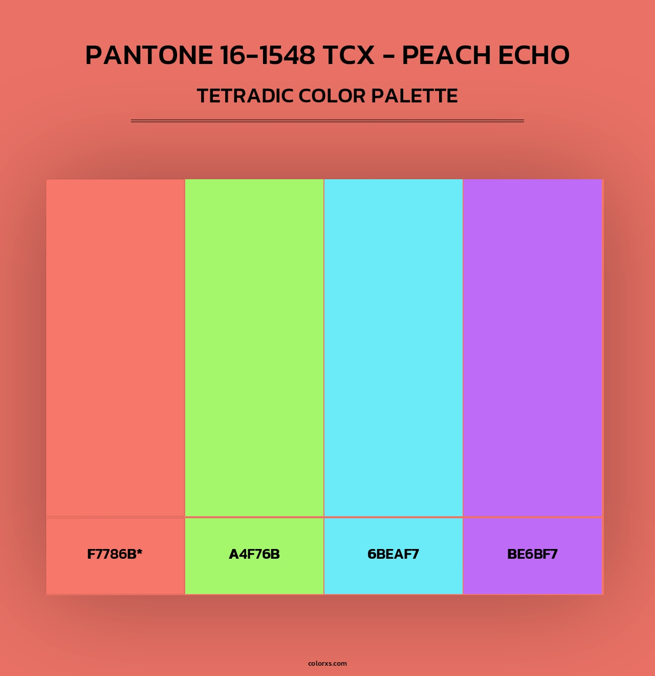 PANTONE 16-1548 TCX - Peach Echo - Tetradic Color Palette