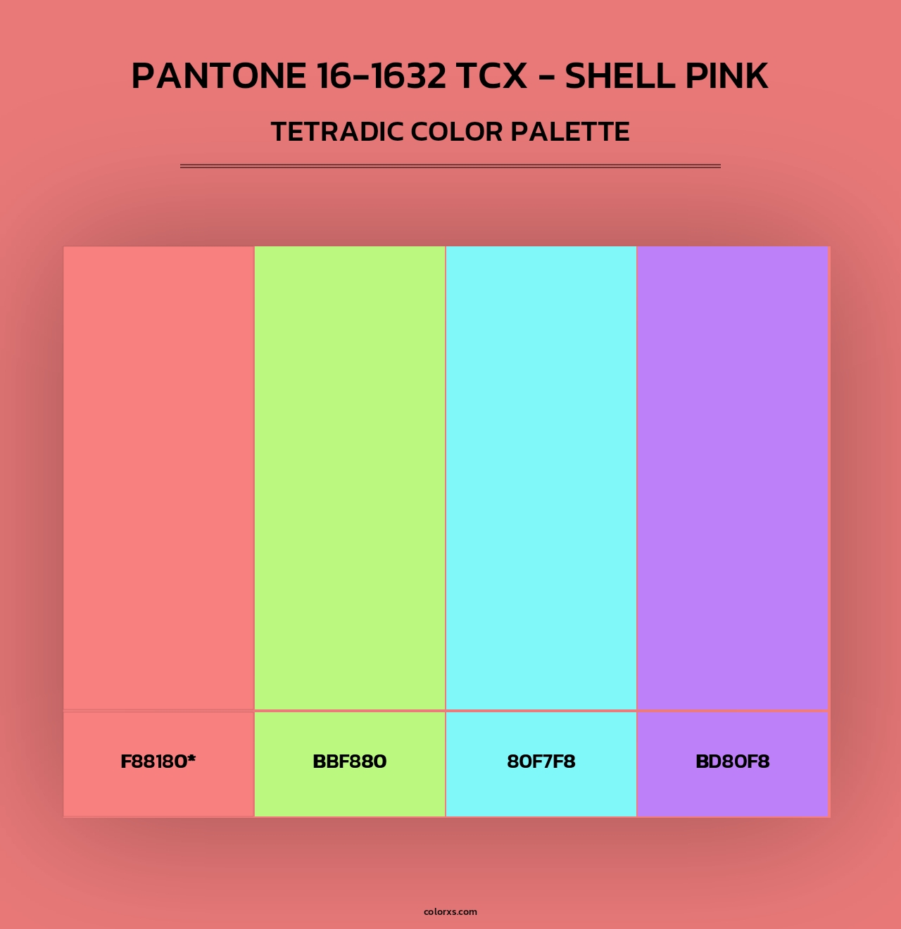 PANTONE 16-1632 TCX - Shell Pink - Tetradic Color Palette